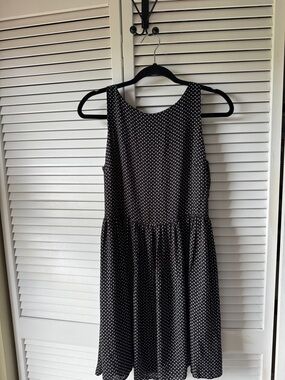 LOFT Black and White Polka Dot Sleeveless Mini Dress